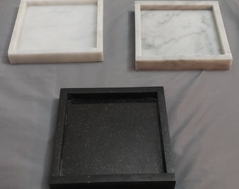 Handmade  Marble and Granite Trays 6&quot; × 6&quot; perfect for your nightstand, bathroom, or I use them as suishi serving tray available in 3 styles