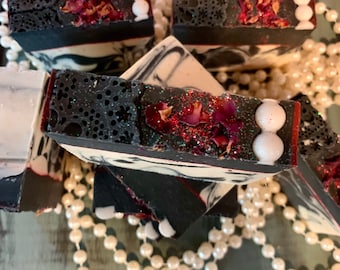 Black Lace and Pearls Bar Soap For Her Homemade Bath Gift Handmade Bath Soap Decor Unique Handcrafted Soap