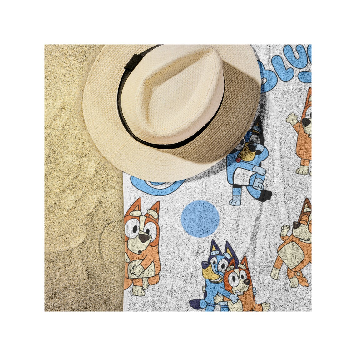 Bluey Beach Towel Bluey Beach Bluey Birthday Gift Blue Etsy