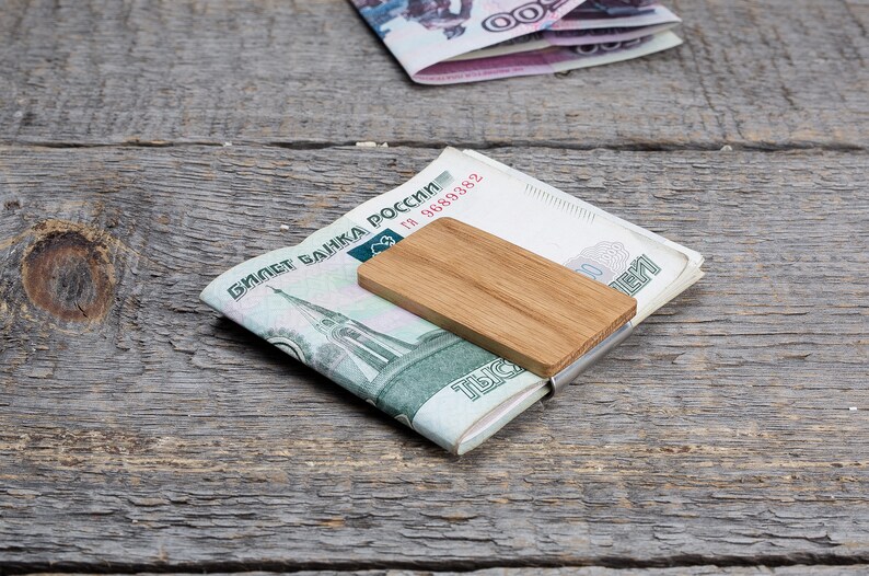Bespoke Wood Money Clip Holder Wooden Minimal Wallet Image 0