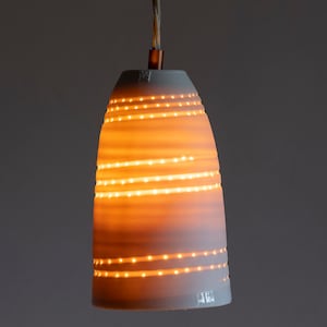 Porcelain hanging lamp &quot;STELLA convex&quot; - handmade ceiling light - warm light - modern ceramic lamp for living room, dining table, bedroom, bathroom