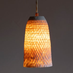 Porcelain hanging lamp &quot;VANDA convex&quot; - handmade ceiling light - warm light - modern ceramic lamp for living room, dining table, bedroom, bathroom