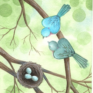 Bluebirds, Blank Greeting Card
