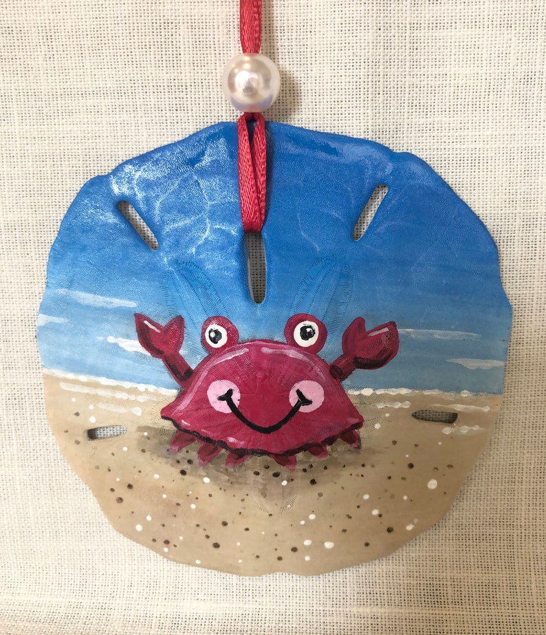 Cute Crab Hand Painted Sand Dollar Etsy