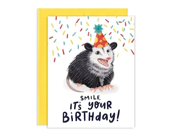 Opossum Birthday Card