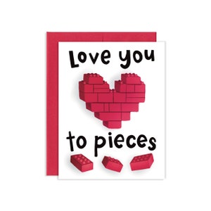 Love You To Pieces Love Card Valentines Day Card Kids Valentine Card Cute Valentine Card image 1