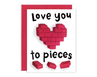 Love You To Pieces Love Card | Valentines Day Card | Kids Valentine Card | Cute Valentine Card