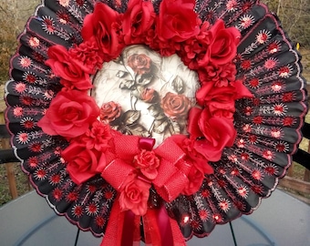 Unique Handmade Red Roses Wreath