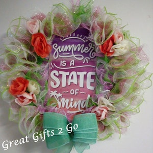 Unique Summer Wreath Bright Door Wreath Summer Is A State Of Mind Door Decor