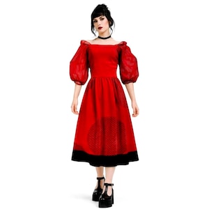 Red Bardot Dress - Etsy