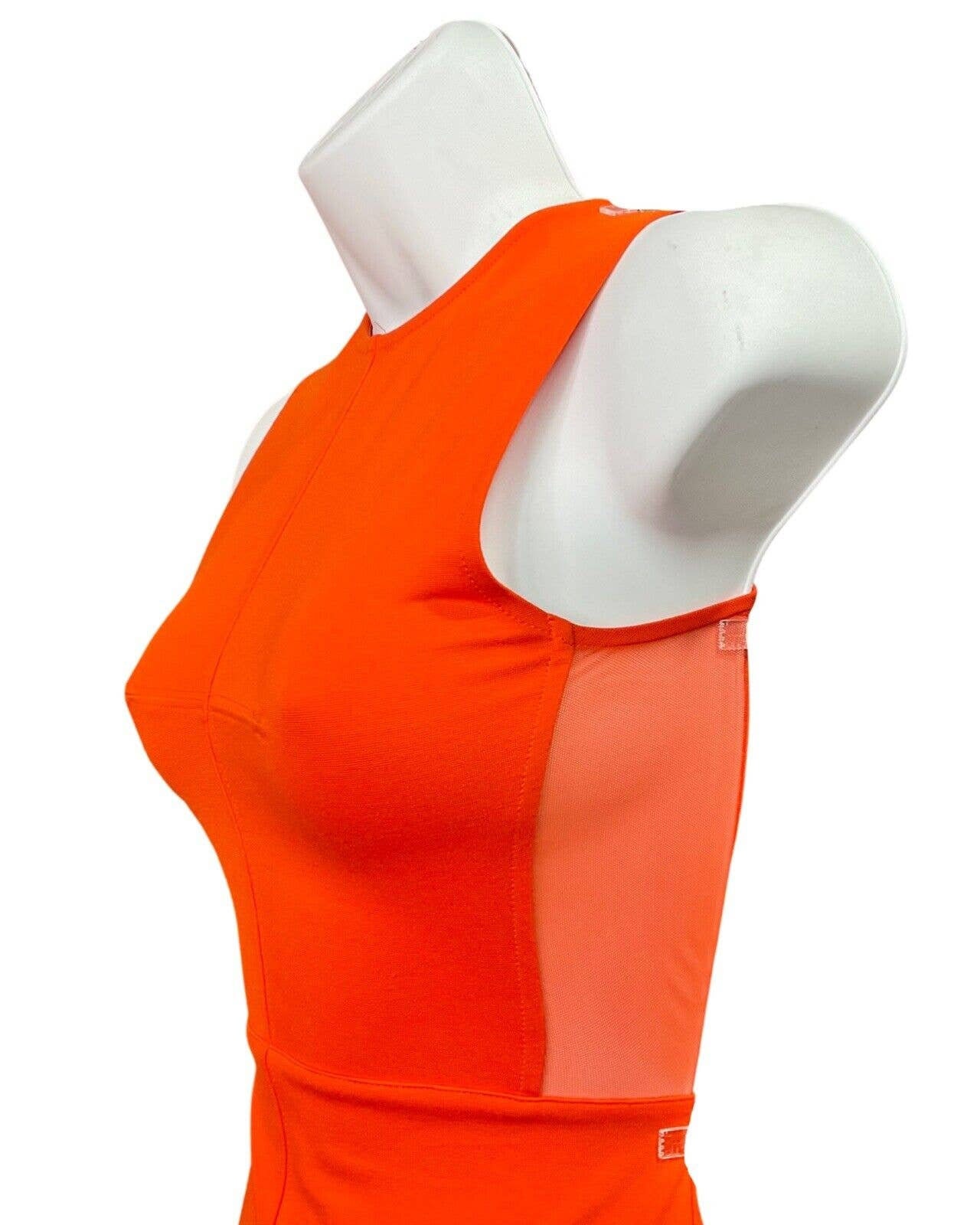 French Connection FCUK BodyCon Mesh Stretch Orange Sleeveless Party Dress NWOT