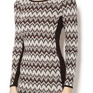 Free People BodyCon Chevron Knit Xs Sweater Dress Cozy Cabin Metallic Low Back image 7