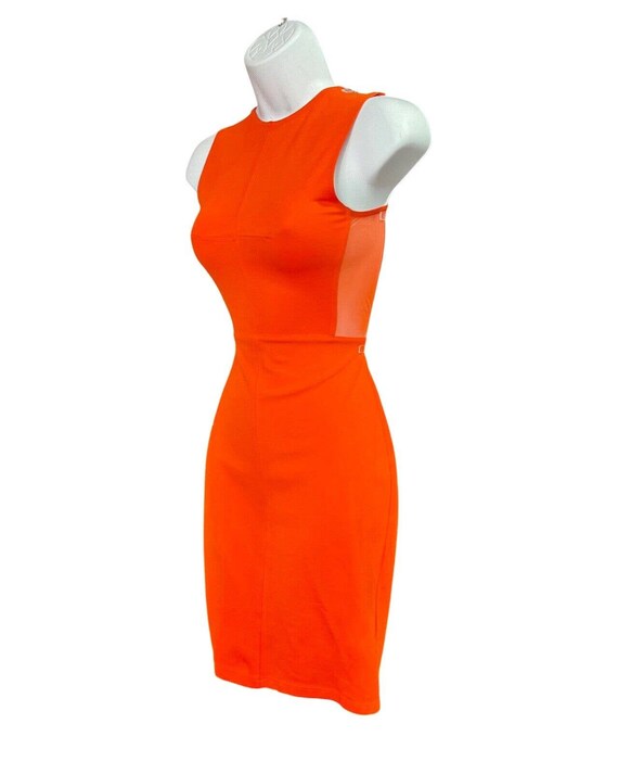 French Connection FCUK BodyCon Mesh Stretch Orange Sleeveless Party Dress NWOT