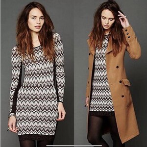 Free People BodyCon Chevron Knit Xs Sweater Dress Cozy Cabin Metallic Low Back image 4