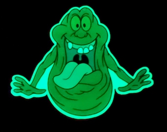 Pegatina retro de Slimer de Los Cazafantasmas que brilla en la oscuridad (años 80)