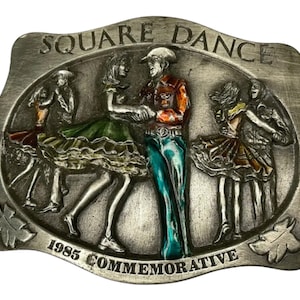 Vintage Belt Buckle 1980s Rockabilly 1985 Arroyo Grande Square Dance 538/5000