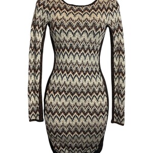 Free People BodyCon Chevron Knit Xs Sweater Dress Cozy Cabin Metallic Low Back image 2