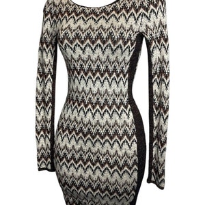 Free People BodyCon Chevron Knit Xs Sweater Dress Cozy Cabin Metallic Low Back image 9