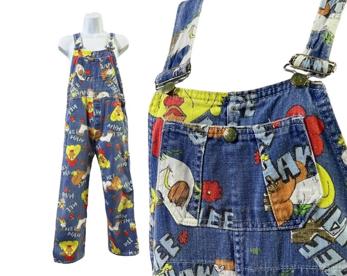 Vintage 1970s Hee Haw Liberty Overalls Collectible Novelty Print Denim