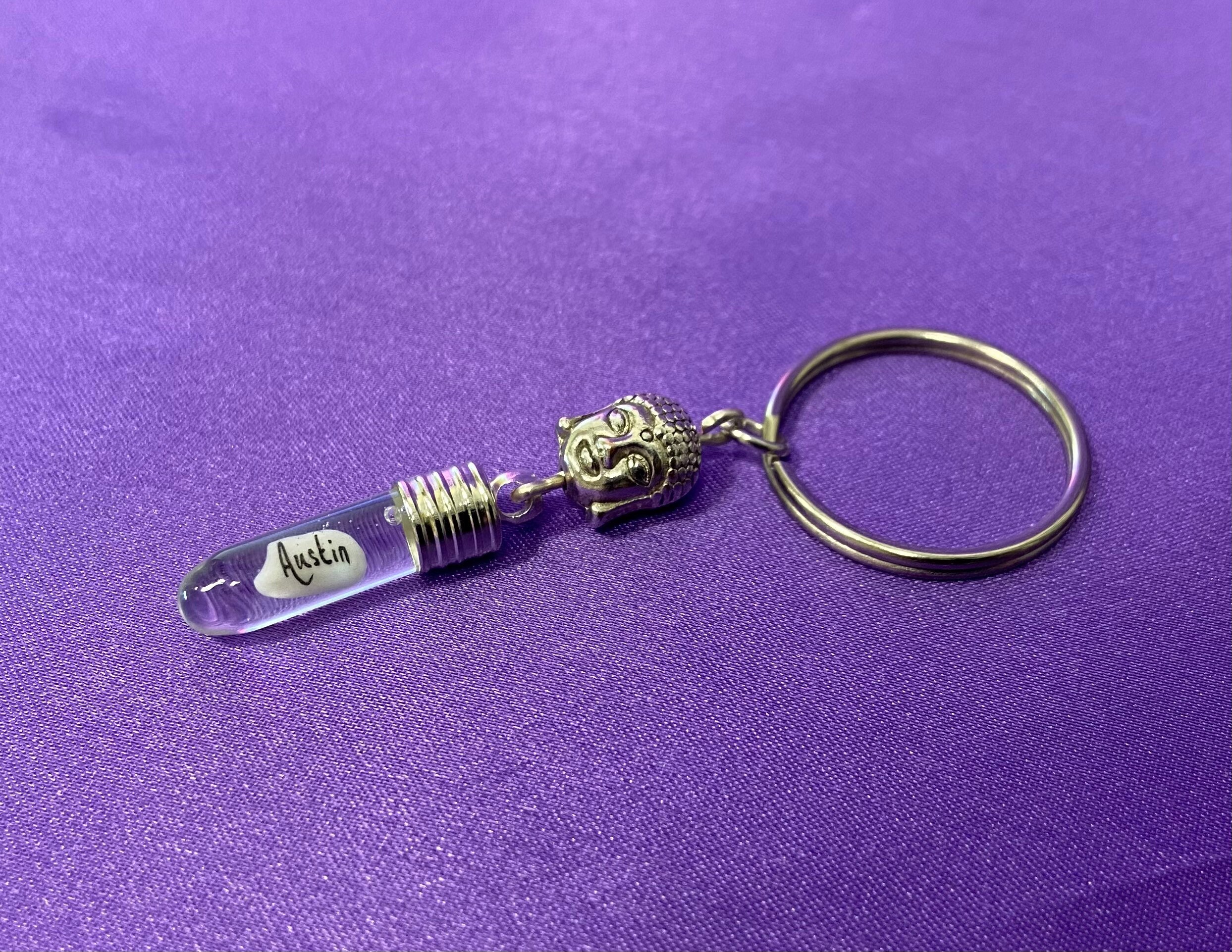 Personalised BUDDHA KEYRING Name on 