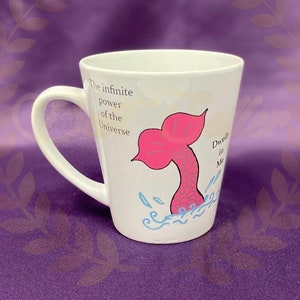 Mermaid inspirational mug can be personalised with a name