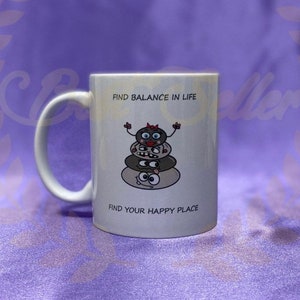 Find balance, pebbles stones mug can be personalised with a name