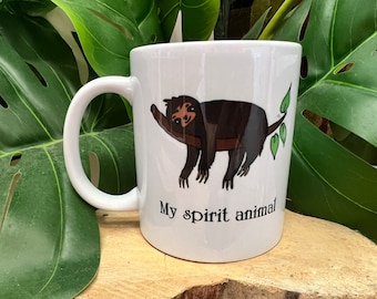 Sloth My spirit animal  mug can be personalised with a name