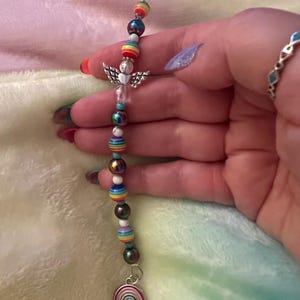 Cuentas de oración para meditación de energía de arcoíris hechas a mano con cristales y bendecidas con una hermosa energía divina con una tarjeta de positividad GRATIS