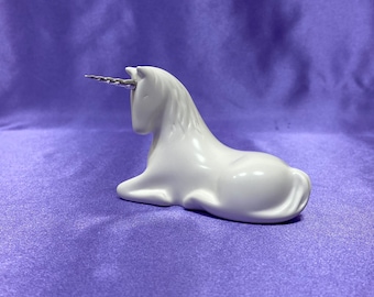 Unicorn sculpture with sterling silver horn used for healing and meditaion handmade with crystals