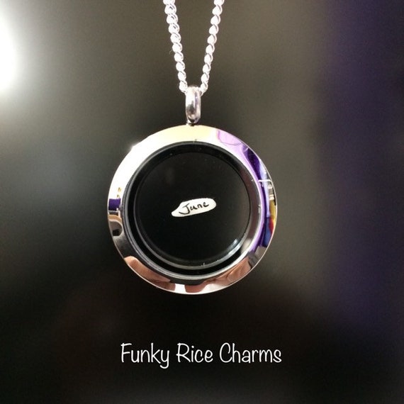 PERSONALISED RICE charm necklace with a grain of rice suspended magically  within personalised with your name