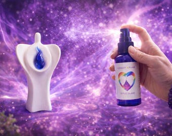 Violet Flame sculpture statue or aura spray or both -   handmade for healing and meditation with channeled energy of st.Germaine 90mm high