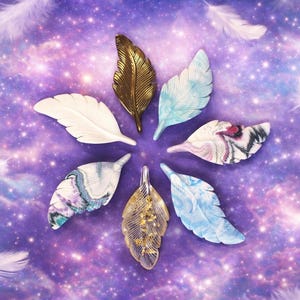 Angel Feather 55mm healing and meditation tool   handmade with love and blessed with angelic energy with your chosen swirls of colour