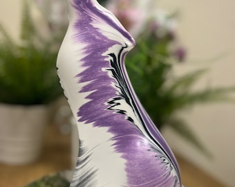 Wolf sculpture statue for protection,healing and meditation handmade with swirls of  colour sits at 22cm tall comes with FREE reading