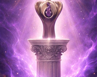 Violet Flame sculpture statue or spray set for healing meditation in bronze with crystals 90mm high