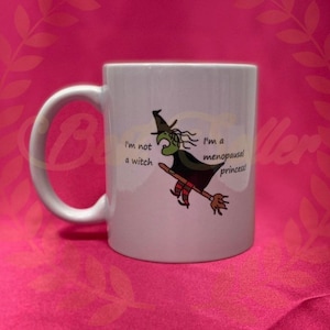 Witch mug can be personalised with a name
