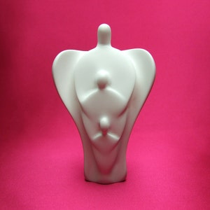 Archangel Chamuel healing meditation sculpture statue in white with quartz, Angelite and selenite 90mm high