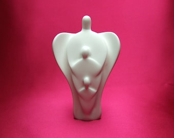 Erzengel Chamuel Heilung Meditation Statue Statue in weiß mit Quarz, Angelit und Selenit 90 mm hoch