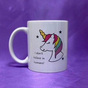 Unicorn mug can be personalised with a name