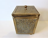 Vintage Heavy Brass Tin Lined TEA CADDY Container With Lid MEMsArtShop.