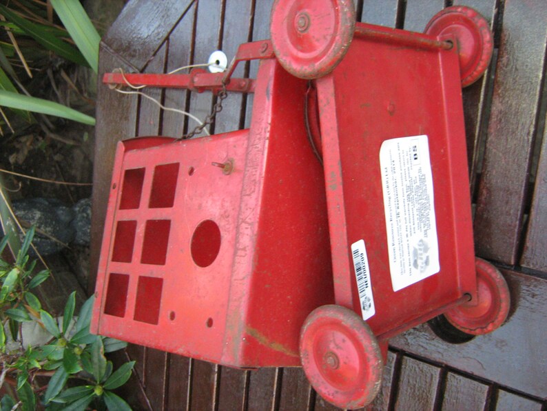 Vintage Children's Red Metal Tin Crane Toy Vehicle Wind Up Etsy