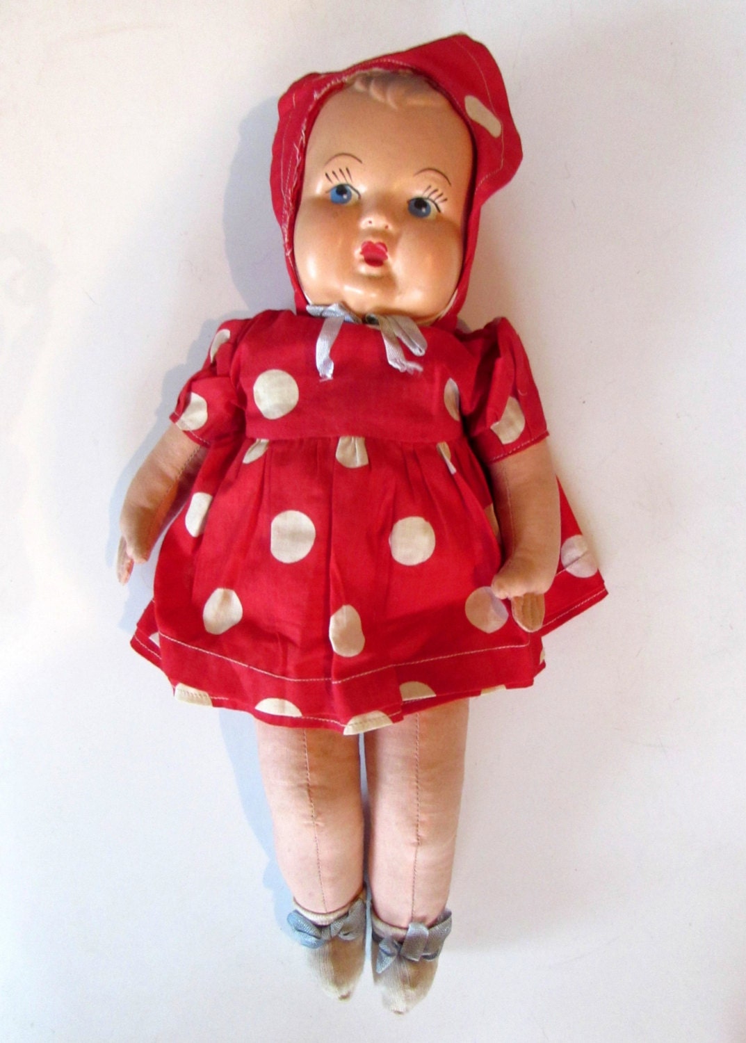 Beautiful Rare Vintage Cloth Doll With Plastic Face Etsy