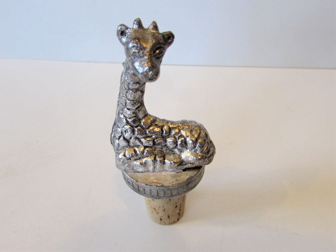 Vintage Pewter Metal Stopper Giraffe Figurine Topped Bottle Cork. Etsy