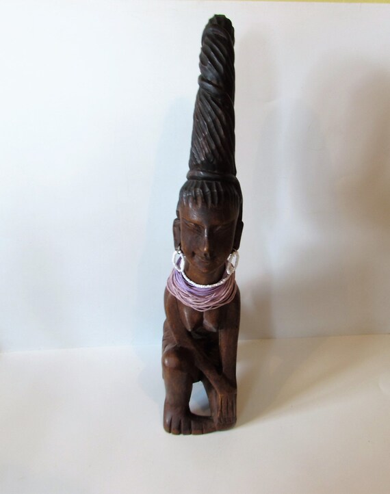 Very Unusual Large Heavy Carved Wood Sculptural Holder MEMsArtShop.