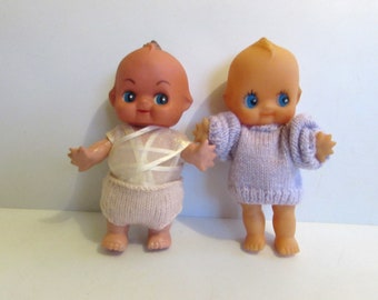 Two Small Vintage Kewpie Dolls  With Homemade Clothes. /MEMsArtShop.