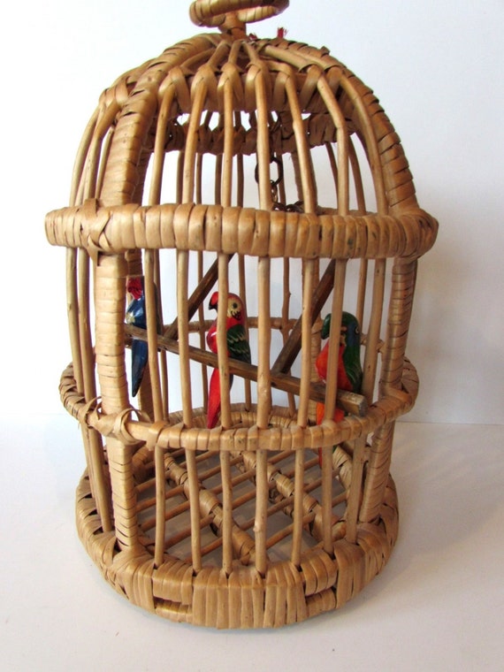 Vieux Tissé En Osier Et Cage à Oiseaux Ornementaux Canne Memsartshop