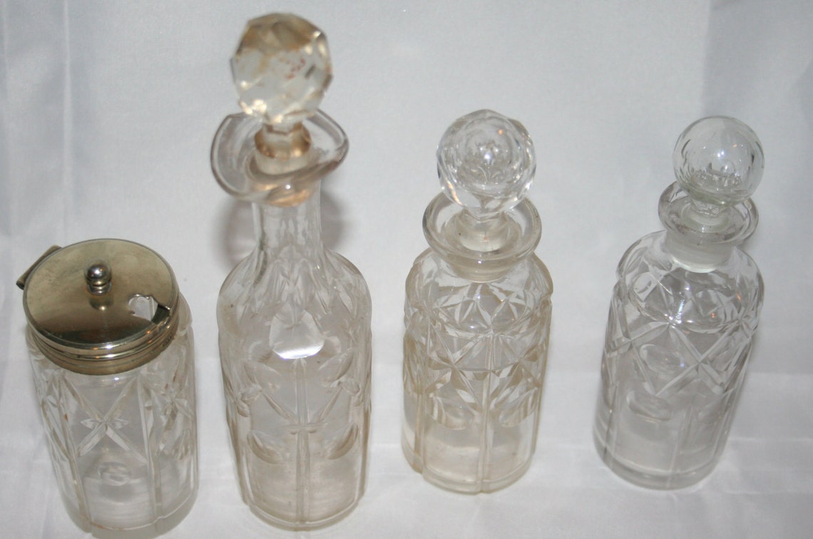 Stunning Antique Cruet Set Sunning Cut Glass Etsy