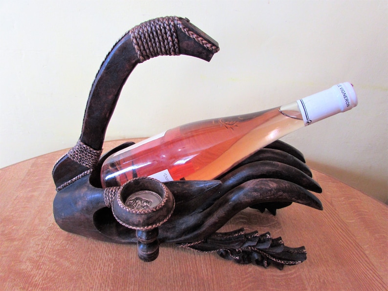 Very Unusual Large Heavy Carved Wood Sculptural Holder MEMsArtShop.