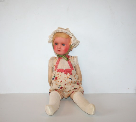 BELLE POUPEE ANCIENNE De 65 Cm Rousse Aux Yeux Bleus EUR 25,00
