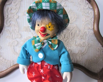 Vintage Clown Porcelain Clockwork Doll Toy Wind Up Musical & Movement French - Collectors Doll 13"