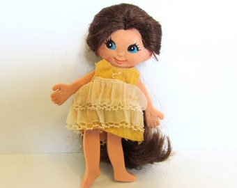 Vintage 'Ideal' FLATSY DOLL With Brown Hair 1969 - 5 Inches High /MEMsArtShop.